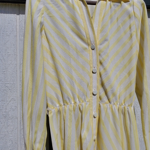 Vintage 1970's Dalton Yellow White Midi Dress - Picture 4 of 8